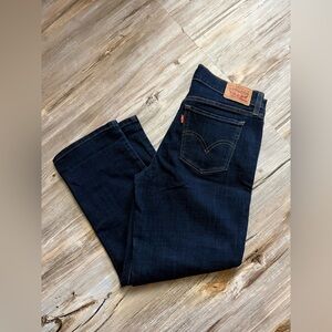 Levis Jeans Women 28 Dark Blue Straight Cropped Denim Mid Rise Zip Fly